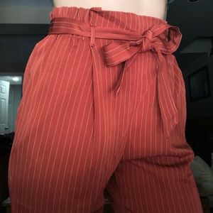 burnt orange striped dress pants